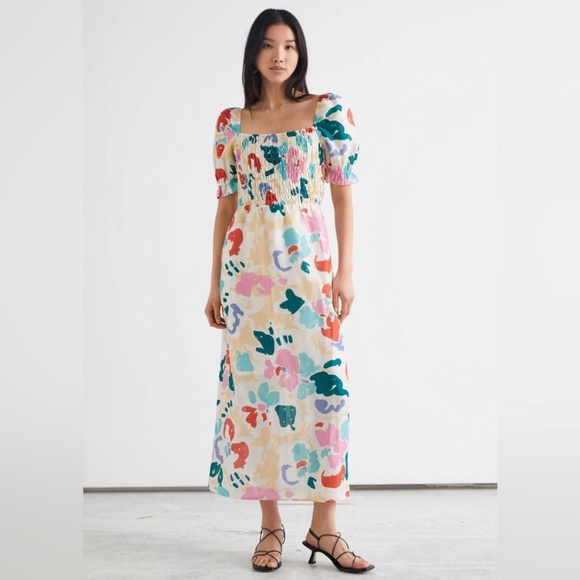 & Other Stories | Abstract Print Puff Sleeve Dress - Picture 3 of 3